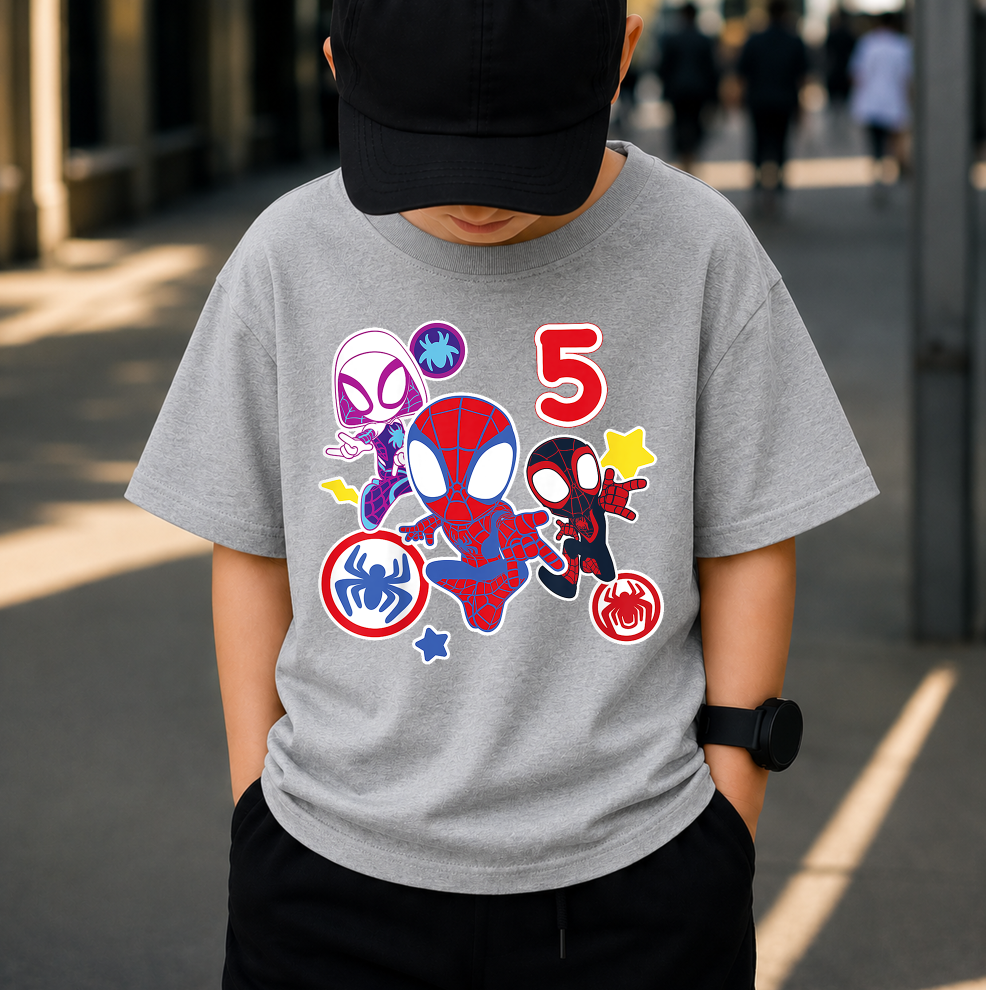 Web Hero Birthday PNG, Super Hero Boy 5th Birthday Shirt Design, Cute Comic Style Kids Sublimation, Printable Digital Download