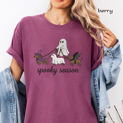 Ghost Walking Dachshund Dogs Machine Embroidery Design - Spooky Season Pet Lover Digital File (4in, 5in, 7in, 9in) - EMB, DST, JEF, EXP, PES, VP3, HUS, XXX