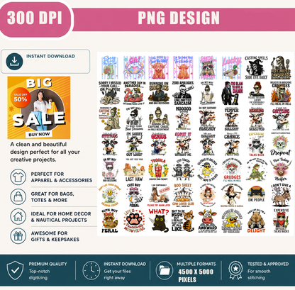 Funny Sarcastic PNG Bundle, Skeleton Cow Coffee Quotes, Funny Animal Meme Shirt Designs, Sublimation PNG Digital Download