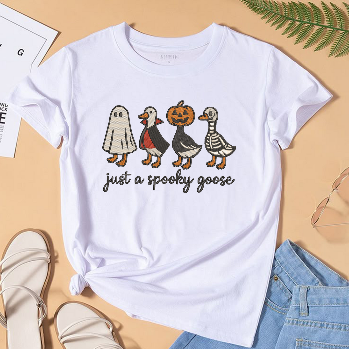 Just A Spooky Goose Machine Embroidery Design - Halloween Goose Costume Digital File (4in, 5in, 7in, 9in) - EMB, DST, JEF, EXP, PES, VP3, HUS, XXX