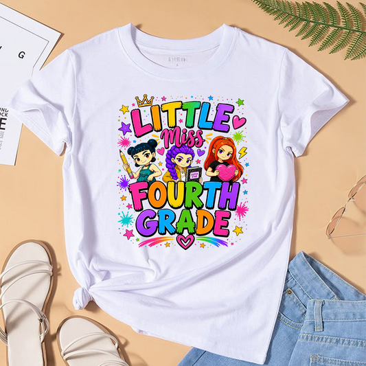 Fourth Grade Girl PNG | Cute Back to School Shirt Design | Colorful Student Sublimation Graphic | Instant Digital Download