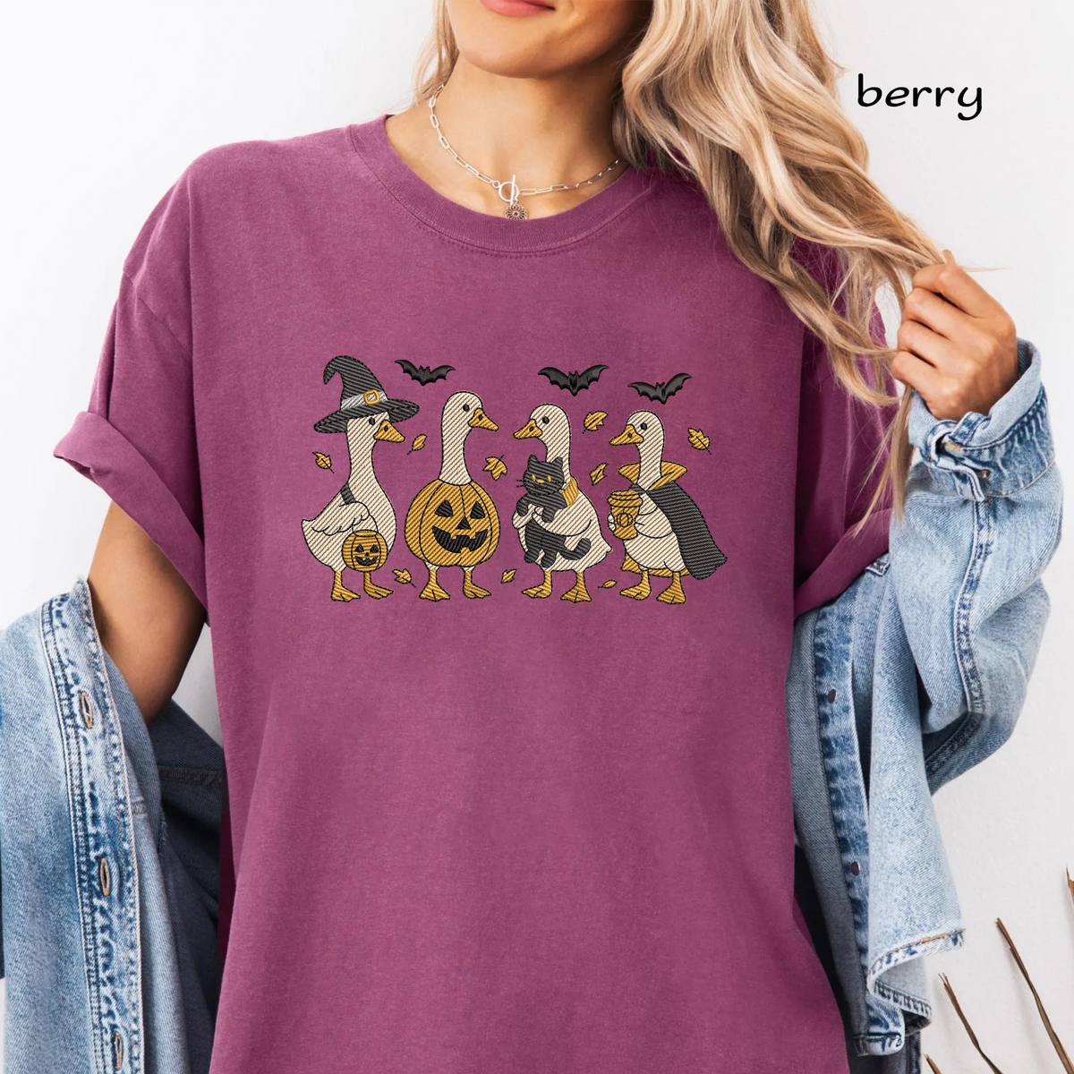 Silly Goose Halloween Costumes Machine Embroidery Design - Vintage Geese Witch Pumpkin Cat Digital File (4in, 5in, 7in, 9in) - EMB, DST, JEF, EXP, PES, VP3, HUS, XXX