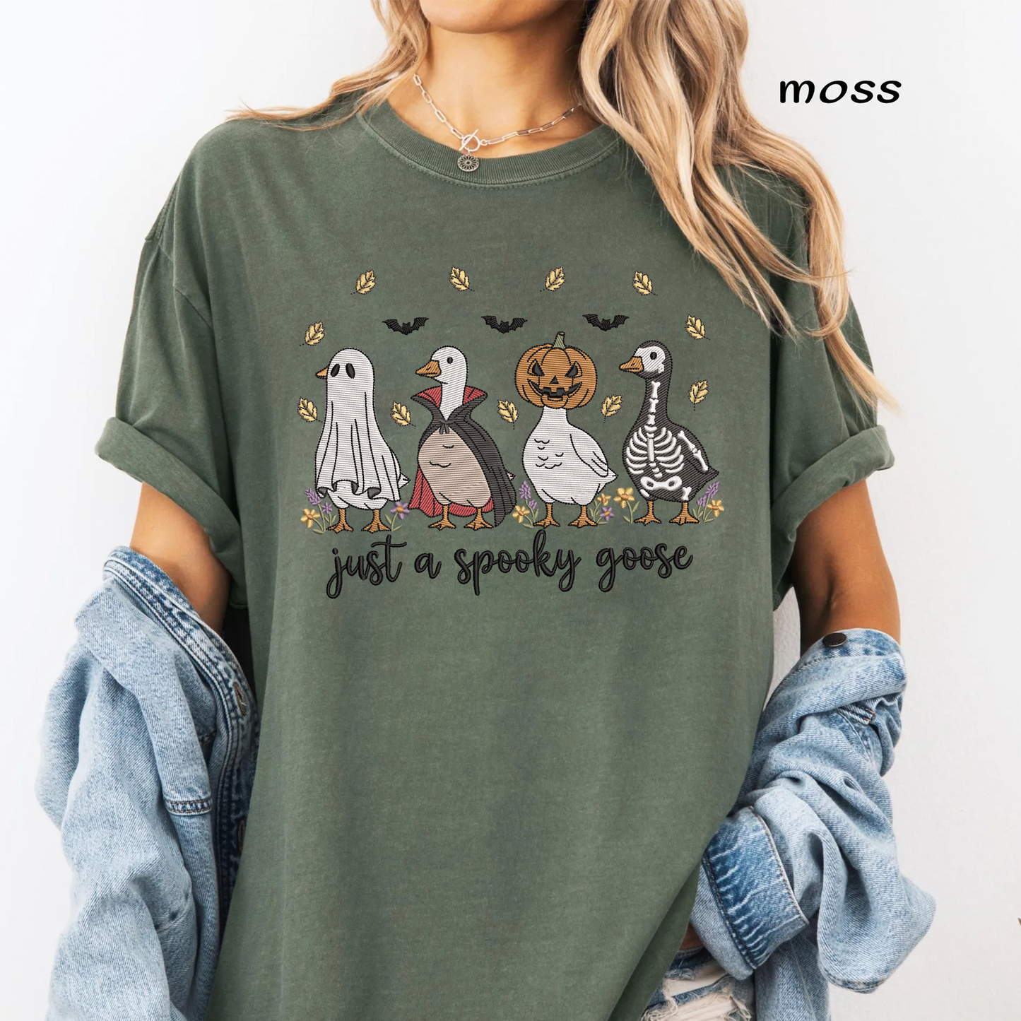 Just A Spooky Goose Machine Embroidery Design - Floral Halloween Geese Costume Digital File (4in, 5in, 7in, 9in) - EMB, DST, JEF, EXP, PES, VP3, HUS, XXX