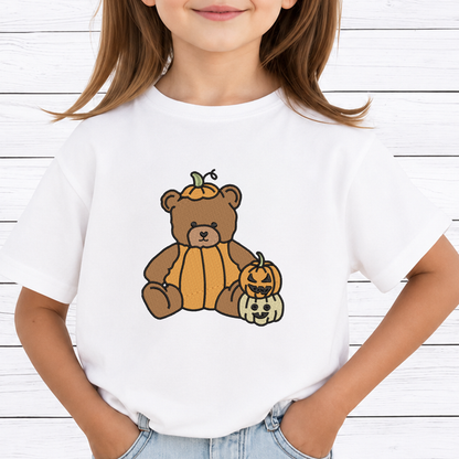 Pumpkin Teddy Bear Machine Embroidery Design - Stacked Pumpkins Halloween Digital File (4in, 5in, 7in, 9in) - EMB, DST, JEF, EXP, PES, VP3, HUS, XXX