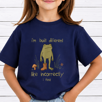 Im Built Different Like Incorrectly Frog PNG Sublimation Design - Funny Cottagecore Frog Meme Boot Mushroom Digital File (4500x5000px, 300 DPI Transparent PNG)