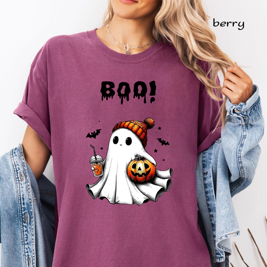 Iced Coffee Ghost PNG Sublimation Design - Cute Beanie Ghost Pumpkin Spice Latte Digital File (4500x5000px, 300 DPI Transparent PNG)
