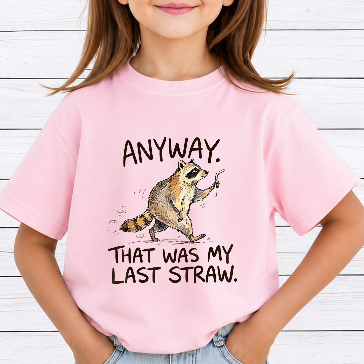 That Was My Last Straw Raccoon PNG Sublimation Design - Funny Sarcastic Trash Panda Pun Meme Digital File (4500x5000px, 300 DPI Transparent PNG)