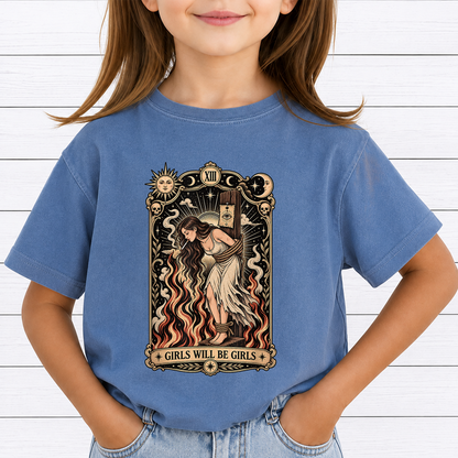 Girls Will Be Girls Witch Tarot PNG Sublimation Design - Vintage Gothic Tarot Card Smoking Witch Digital File (4500x5000px, 300 DPI Transparent PNG)