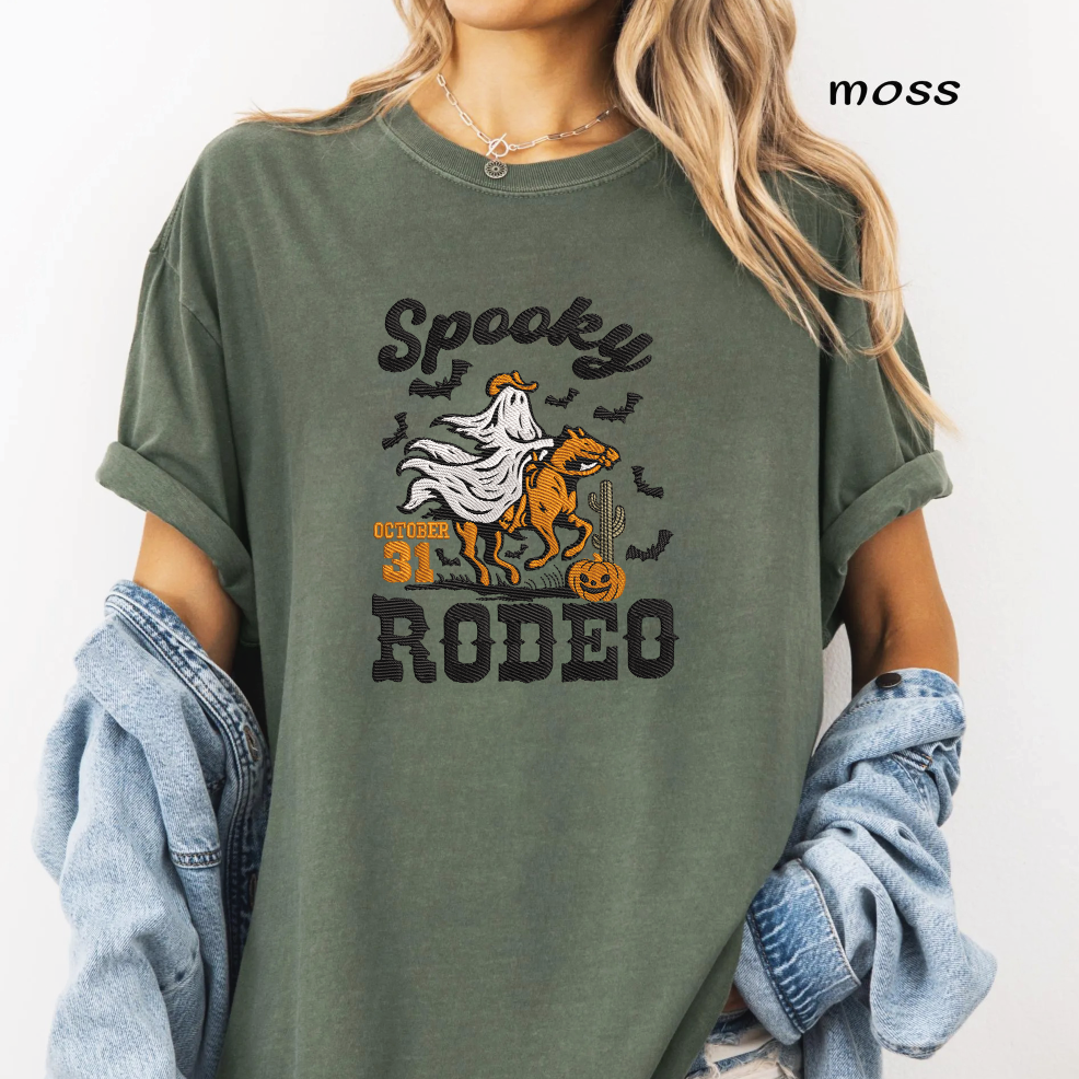 Spooky Rodeo Embroidery Design, Halloween Cowboy Ghost Riding Horse Machine Embroidery File, Western Halloween, PES DST EXP JEF VP3 HUS XXX