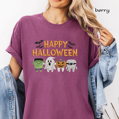 Happy Halloween Monsters Embroidery Design, Cute Frankenstein Ghost Pumpkin & Mummy Machine Embroidery File, PES DST EXP JEF VP3 HUS XXX