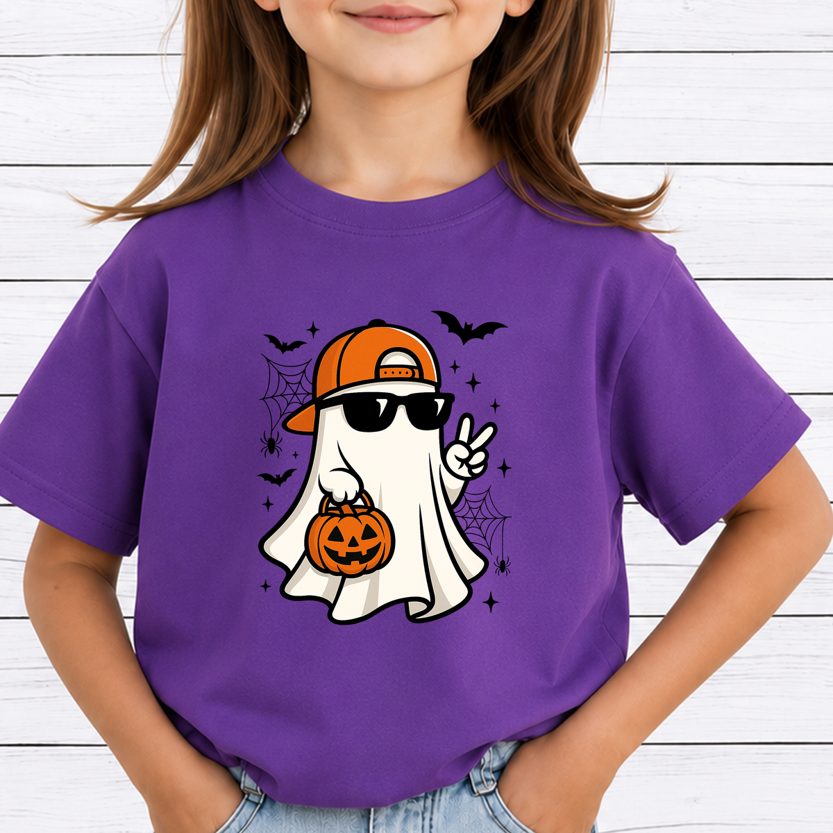 Cool Ghost Sunglasses PNG Sublimation Design - Retro Peace Sign Ghost Hat Pumpkin Halloween Digital File (4500x5000px, 300 DPI Transparent PNG)