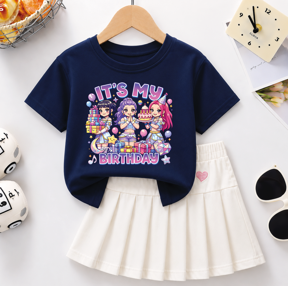 It's My Birthday PNG, Cute Kawaii Chibi Birthday Girls, Birthday Party Shirt Design, Printable PNG Digital Download