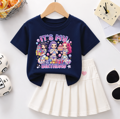 It's My Birthday PNG, Cute Kawaii Chibi Birthday Girls, Birthday Party Shirt Design, Printable PNG Digital Download
