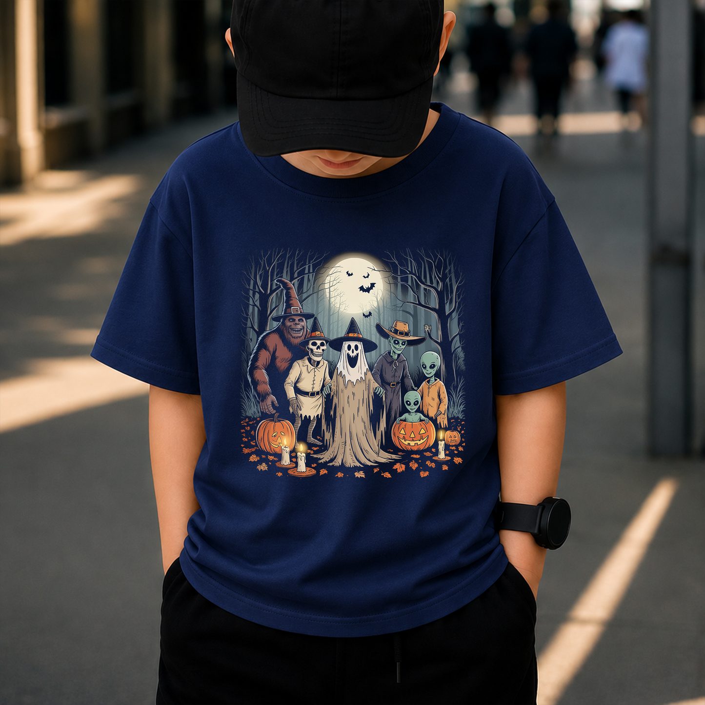 Vintage Halloween PNG, Spooky Ghost Alien Bigfoot Skeleton Pumpkin PNG, Retro Halloween Shirt Design, Horror Digital Download, 300 DPI Transparent PNG