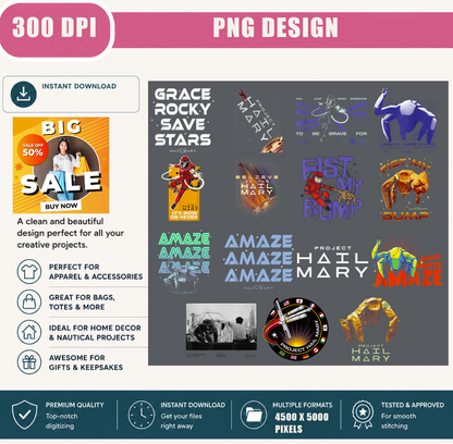 Sci-Fi Space Adventure PNG Bundle, Alien Friendship Sublimation Designs, Space Explorer Digital Download for Shirts