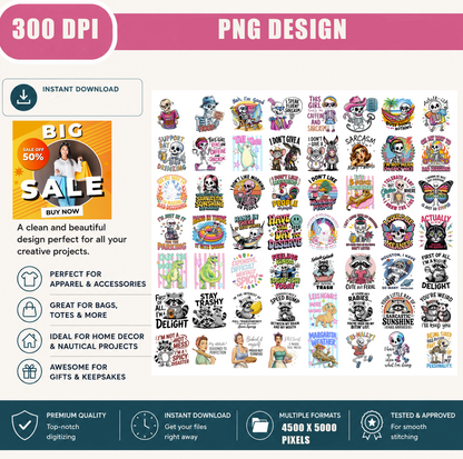 Funny Skeleton PNG Bundle, Sarcastic Quotes, Coffee Humor, Raccoon Cat Meme Shirt Designs, Sublimation PNG Digital Download