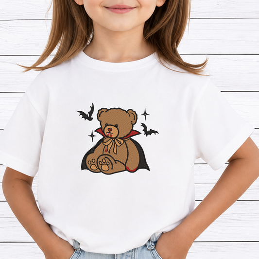 Vampire Teddy Bear Machine Embroidery Design - Cute Dracula Bear Halloween Digital File (4in, 5in, 7in, 9in) - EMB, DST, JEF, EXP, PES, VP3, HUS, XXX