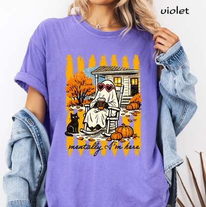 Cute Ghost Halloween PNG | Vintage Fall Porch Pumpkin Graphic | Cozy Spooky Season Shirt Design | Sublimation | Instant Digital Download
