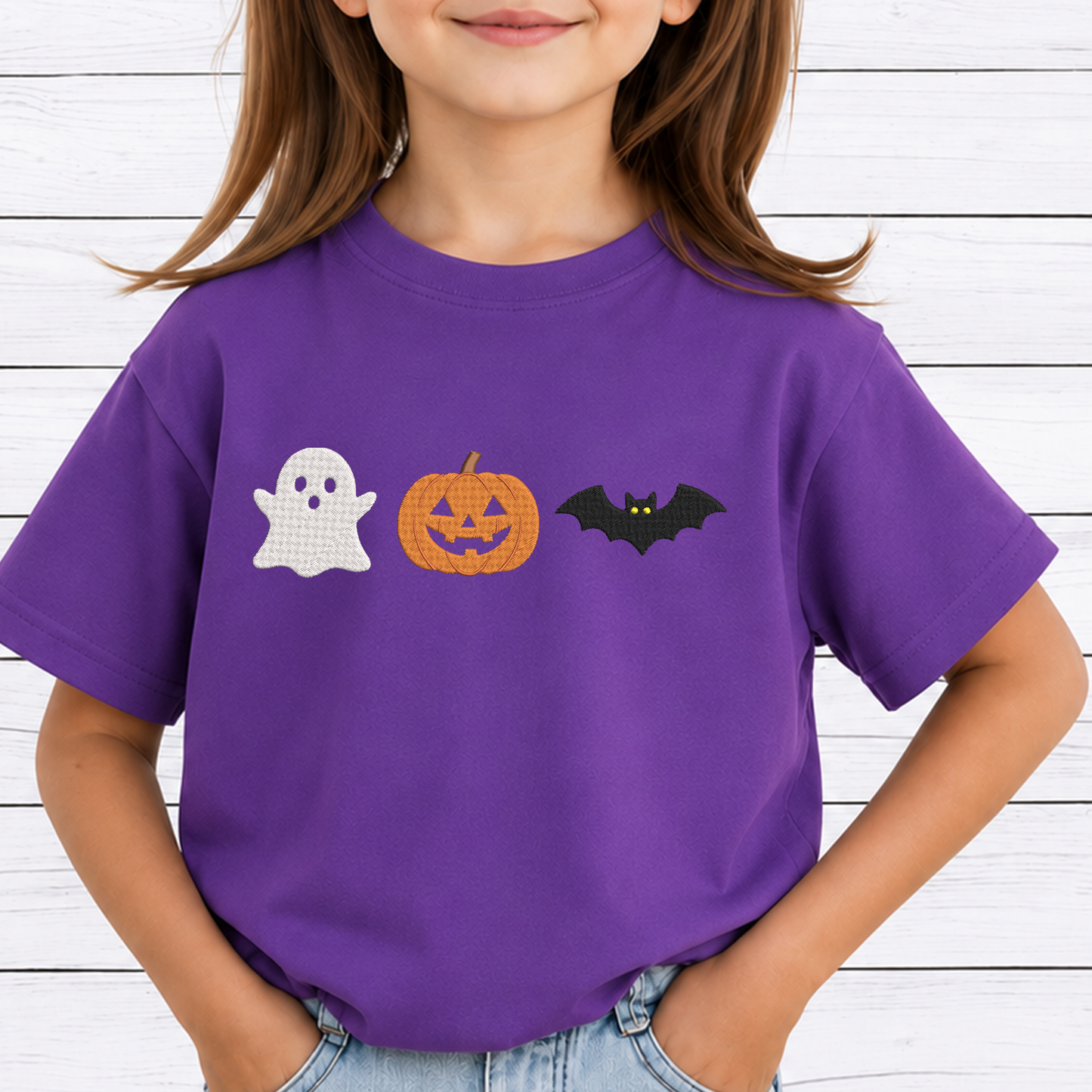 Ghost Pumpkin Bat Trio Machine Embroidery Design - Minimalist Halloween Line Digital File (4in, 5in, 7in, 9in) - EMB, DST, JEF, EXP, PES, VP3, HUS, XXX