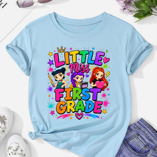 First Grade Girl PNG | Cute Back to School Shirt Design | Colorful Student Sublimation Graphic | Instant Digital Download