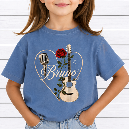 Bruno Concert PNG Sublimation Design - Vintage Acoustic Guitar Red Rose Microphone Heart Digital File (4500x5000px, 300 DPI Transparent PNG)