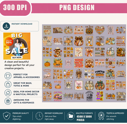 Fall PNG Bundle, Hello Fall, Pumpkin Season, Cozy Season, Thanksgiving, Autumn Shirt Designs, Printable Digital Download