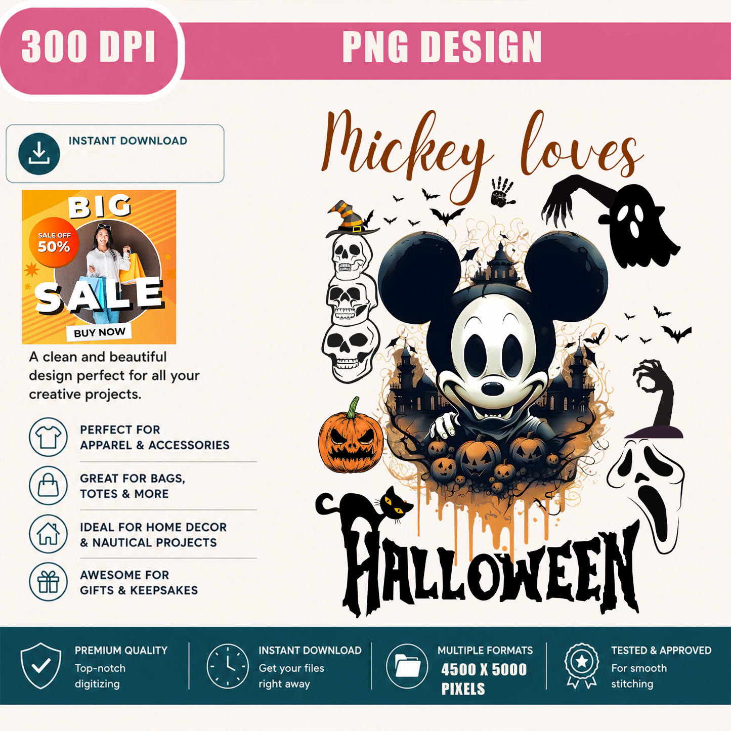 Dark Gothic Mouse Halloween PNG Sublimation Design - Spooky Horror Vampire Mouse Castle Skull Dripping Digital File (4500x5000px, 300 DPI Transparent PNG)