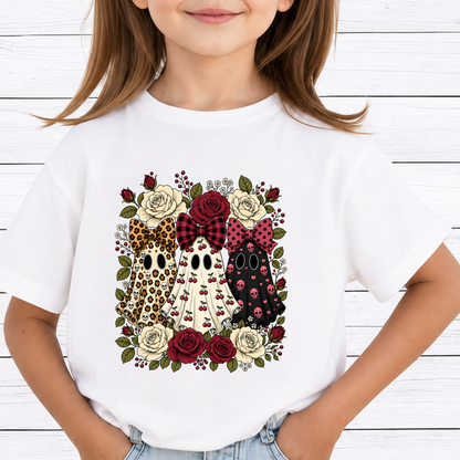 Coquette Ghosts PNG Sublimation Design - Vintage Floral Cherry Leopard Bow Skull Roses Halloween Digital File (4500x5000px, 300 DPI Transparent PNG)