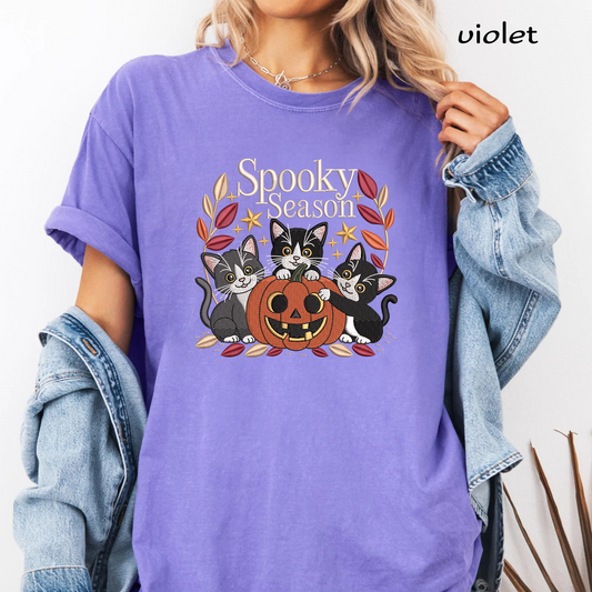Spooky Season Black Cat Machine Embroidery Design - Tuxedo Kittens Pumpkin Digital File (4in, 5in, 7in, 9in) - EMB, DST, JEF, EXP, PES, VP3, HUS, XXX