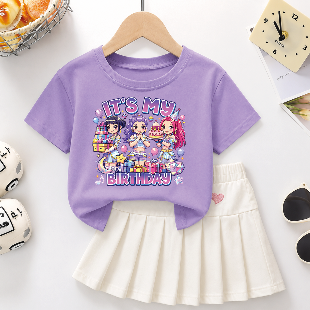 It's My Birthday PNG, Cute Kawaii Chibi Birthday Girls, Birthday Party Shirt Design, Printable PNG Digital Download