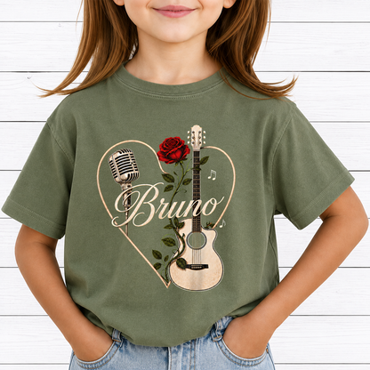 Bruno Concert PNG Sublimation Design - Vintage Acoustic Guitar Red Rose Microphone Heart Digital File (4500x5000px, 300 DPI Transparent PNG)