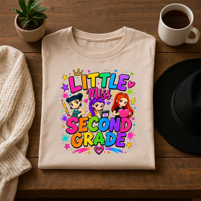 Second Grade Girl PNG | Cute Back to School Shirt Design | Colorful Student Sublimation Graphic | Instant Digital Download