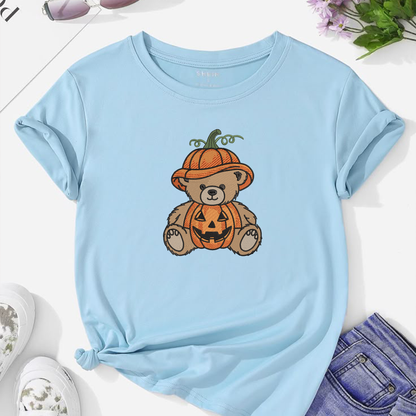 Pumpkin Teddy Bear Machine Embroidery Design - Cute Halloween Bear Digital File (4in, 5in, 7in, 9in) - EMB, DST, JEF, EXP, PES, VP3, HUS, XXX