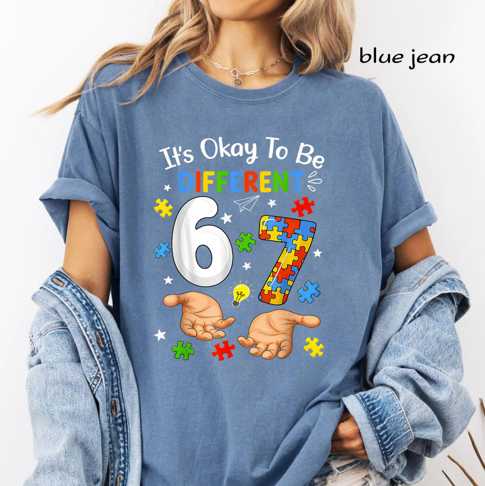 It's Okay To Be Different 67 PNG, Autism Awareness Puzzle Piece, 67th Birthday Shirt Design, Sublimation Digital Download