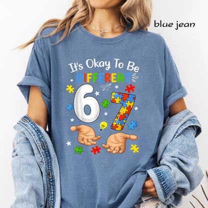 It's Okay To Be Different 67 PNG, Autism Awareness Puzzle Piece, 67th Birthday Shirt Design, Sublimation Digital Download