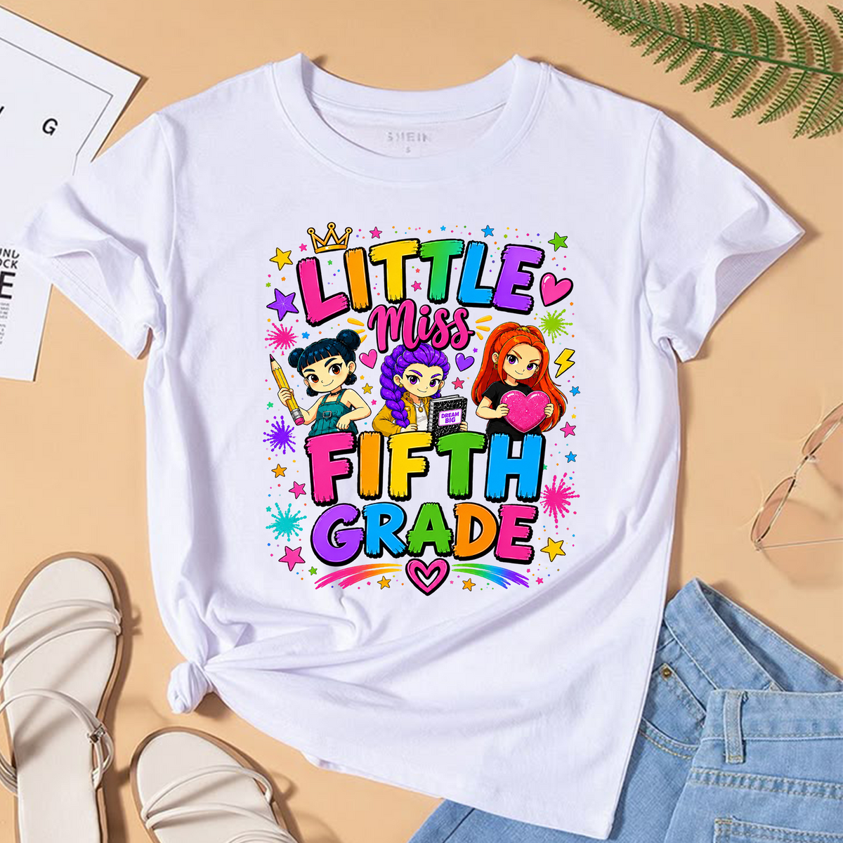 Fifth Grade Girl PNG | Cute Back to School Shirt Design | Colorful Student Sublimation Graphic | Instant Digital Download