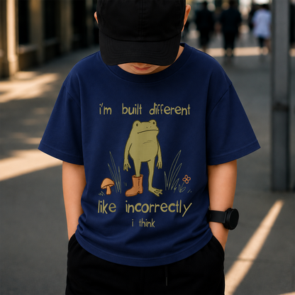 Im Built Different Like Incorrectly Frog PNG Sublimation Design - Funny Cottagecore Frog Meme Boot Mushroom Digital File (4500x5000px, 300 DPI Transparent PNG)
