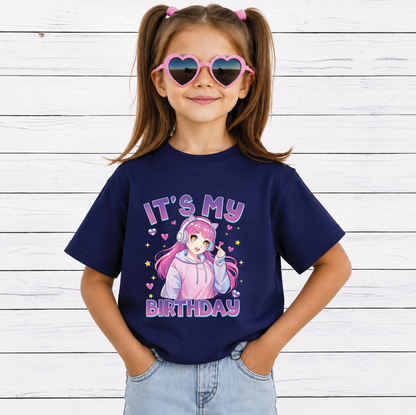 It's My Birthday PNG, Cute Kawaii Chibi Birthday Girls, Birthday Party Shirt Design, Printable PNG Digital Download