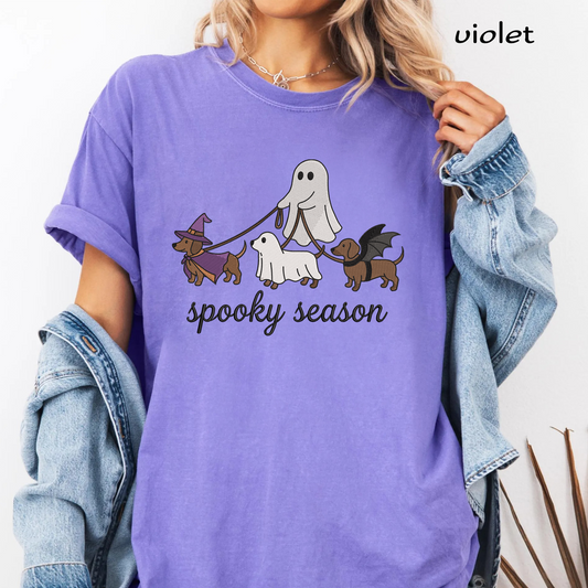 Ghost Walking Dachshund Dogs Machine Embroidery Design - Spooky Season Pet Lover Digital File (4in, 5in, 7in, 9in) - EMB, DST, JEF, EXP, PES, VP3, HUS, XXX