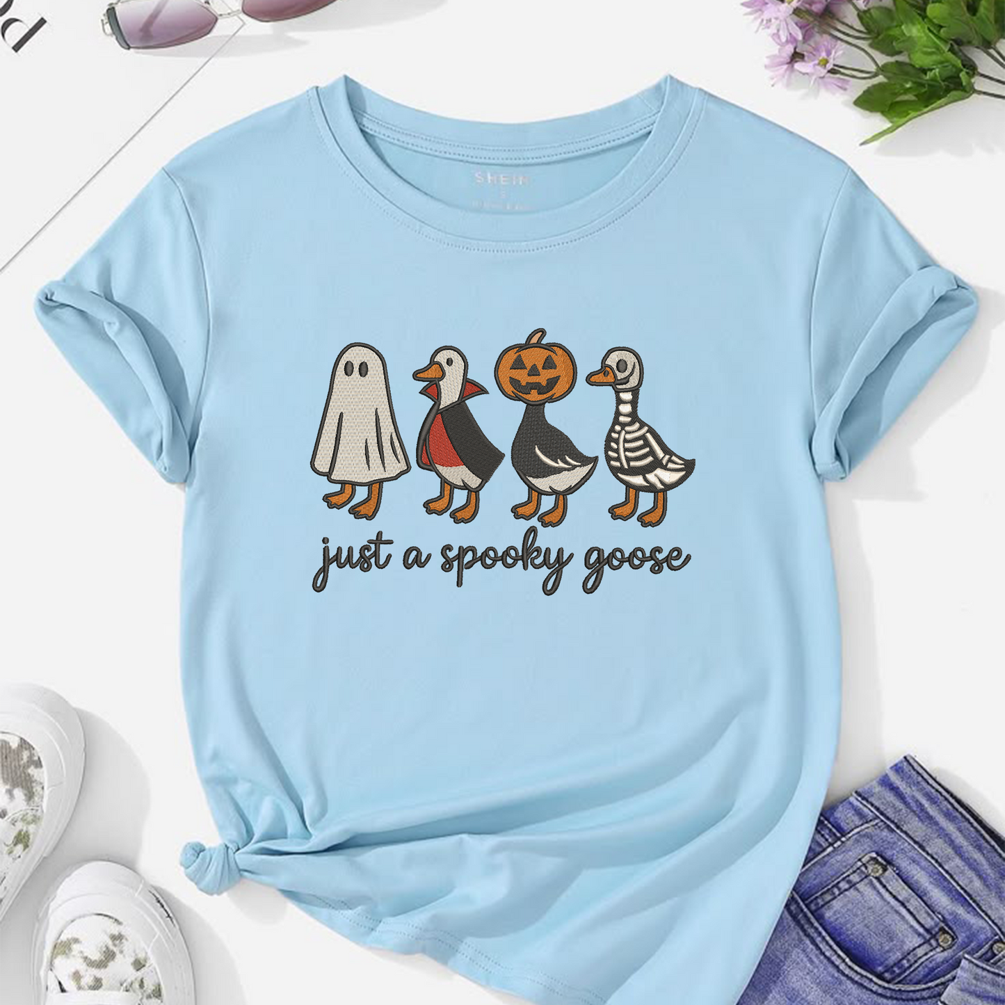 Just A Spooky Goose Machine Embroidery Design - Halloween Goose Costume Digital File (4in, 5in, 7in, 9in) - EMB, DST, JEF, EXP, PES, VP3, HUS, XXX