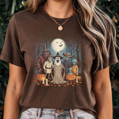 Vintage Halloween PNG, Spooky Ghost Alien Bigfoot Skeleton Pumpkin PNG, Retro Halloween Shirt Design, Horror Digital Download, 300 DPI Transparent PNG