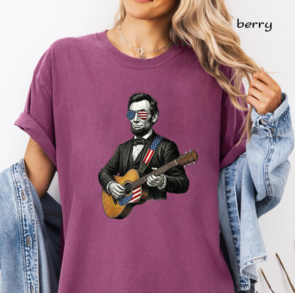 Abraham Lincoln Guitar PNG Bundle, Patriotic American Rocker Sublimation Designs, Vintage USA Guitar Shirt Digital Download