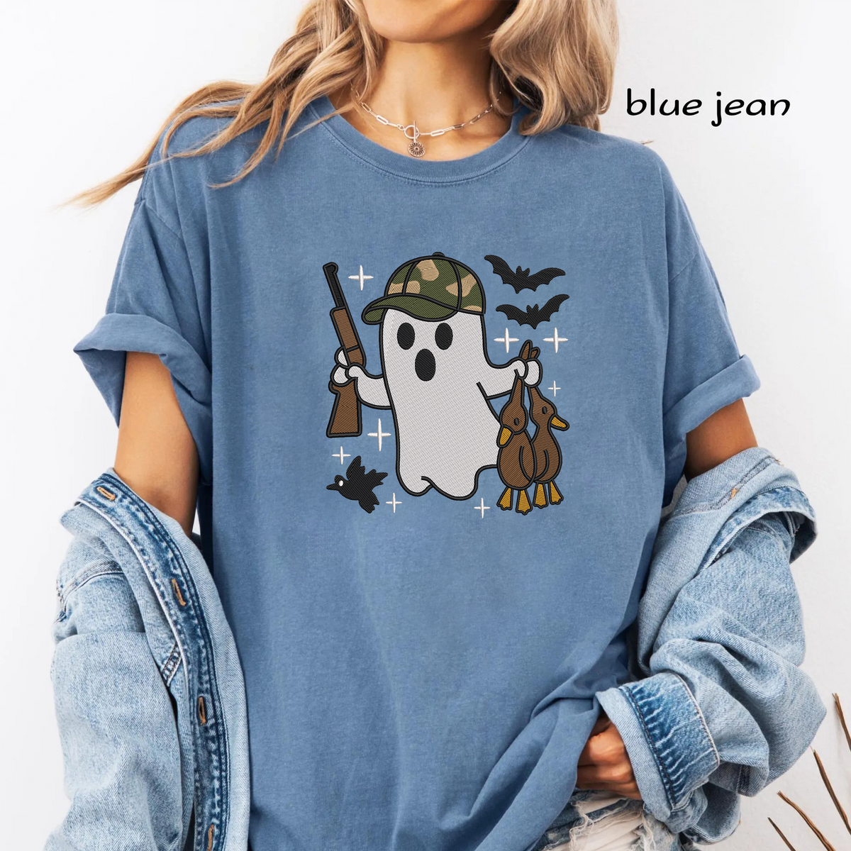 Duck Hunting Ghost Machine Embroidery Design - Camo Hunter Ghost Halloween Digital File (4in, 5in, 7in, 9in) - EMB, DST, JEF, EXP, PES, VP3, HUS, XXX