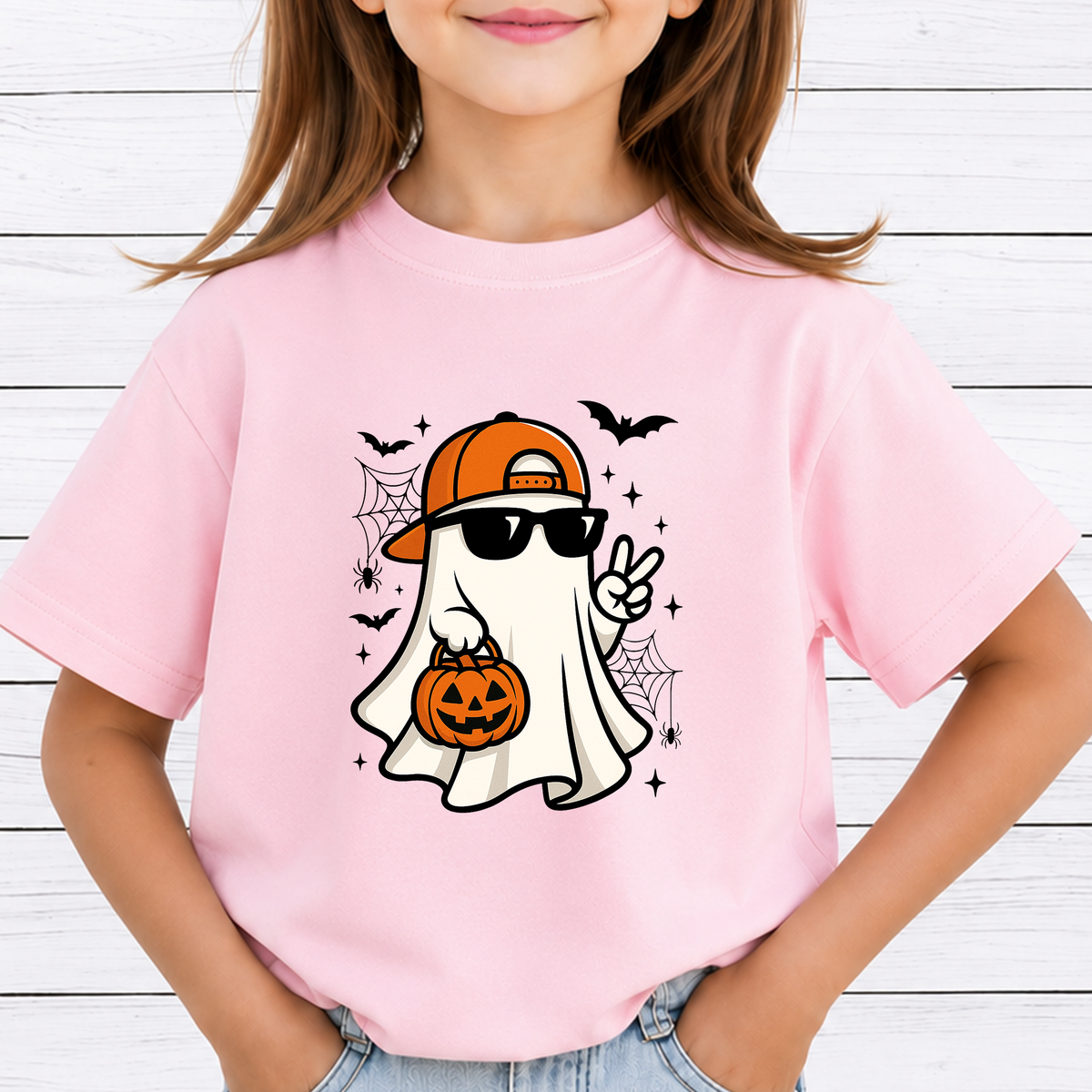 Cool Ghost Sunglasses PNG Sublimation Design - Retro Peace Sign Ghost Hat Pumpkin Halloween Digital File (4500x5000px, 300 DPI Transparent PNG)