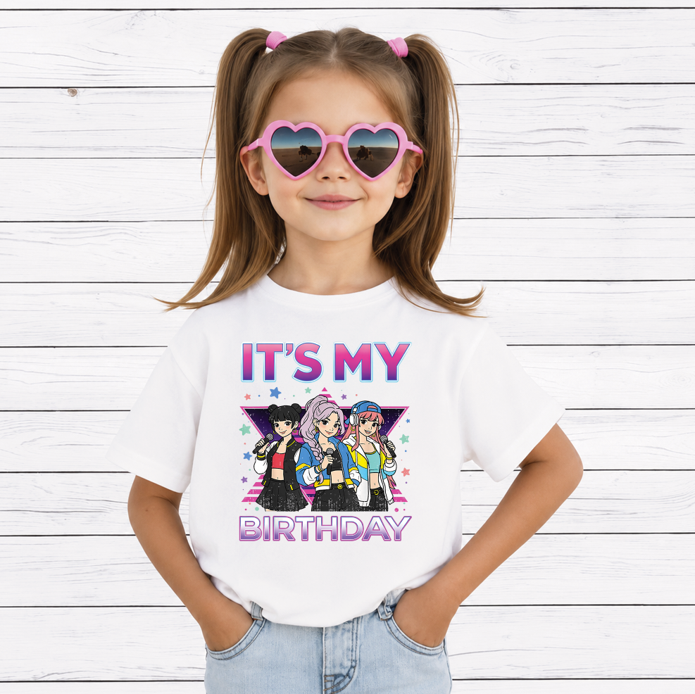 It's My Birthday PNG, Cute Kawaii Chibi Birthday Girls, Birthday Party Shirt Design, Printable PNG Digital Download