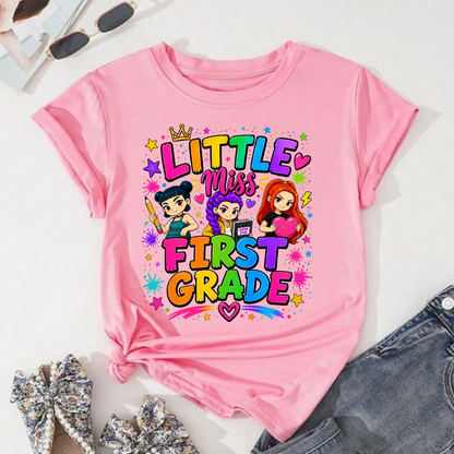 First Grade Girl PNG | Cute Back to School Shirt Design | Colorful Student Sublimation Graphic | Instant Digital Download