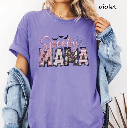 Spooky Mama Embroidery Design, Pink Halloween Mama Machine Embroidery File, Ghost Pumpkin Leopard Letters, PES DST EXP JEF VP3 HUS XXX