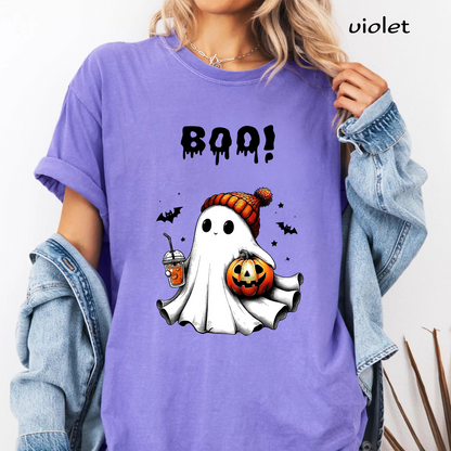 Iced Coffee Ghost PNG Sublimation Design - Cute Beanie Ghost Pumpkin Spice Latte Digital File (4500x5000px, 300 DPI Transparent PNG)