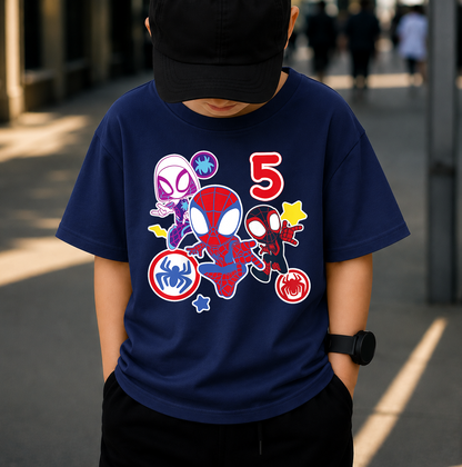 Web Hero Birthday PNG, Super Hero Boy 5th Birthday Shirt Design, Cute Comic Style Kids Sublimation, Printable Digital Download