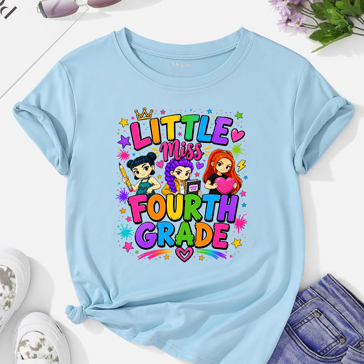 Fourth Grade Girl PNG | Cute Back to School Shirt Design | Colorful Student Sublimation Graphic | Instant Digital Download